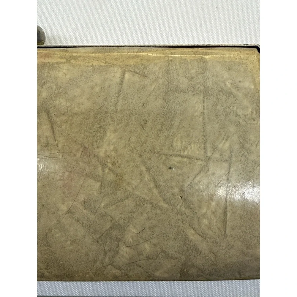 Vintage Cream Marbled Eyeglass Case With Crushed Red Velvet Liner 6 1/4